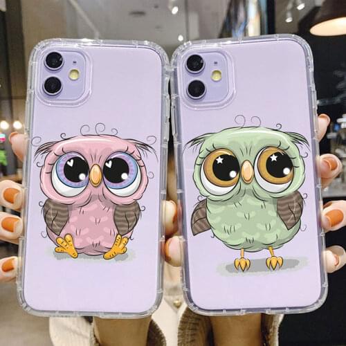 Funny Cute Cartoon Animal gifts Patterned Owl Couple Case For iPhone 12 PRO 11Pro MAX XR 6S 4S 5S SE 8 7 Plus X XS MAX TPU Shell