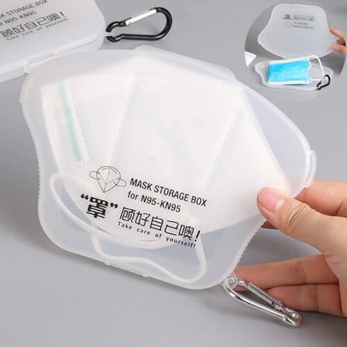 Buckle Mask Case Storage Box student Portable Squre Face Masks Container Safe Waterproof and transparent Mask Box Organizer KN95