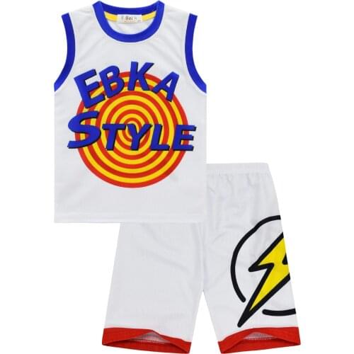 Children cosplay Costume Space Jam Movie Tune Squad Basketball Jersey Set Sports Air Dunk Sleeve Shirt Singlet Uniform suit