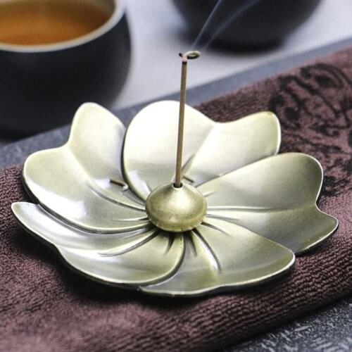 Waterdrop Gourd Lotus Shape Brass Incense Stick Coil Burners Holder Censer Plate