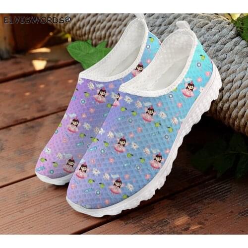 ELVISWORDS Cute Little Angel Printed Non-slip Ladies Summer Flats Shoes Casual Womens Sneakers Lightweight Female Lazy Shoes