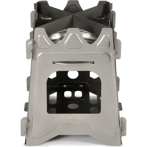 Lixada Camping Titanium Wood Stove Ultralight Folding Camp Stove w/ Alcohol Tray Portable Outdoor Cooking Stove for Backpacking