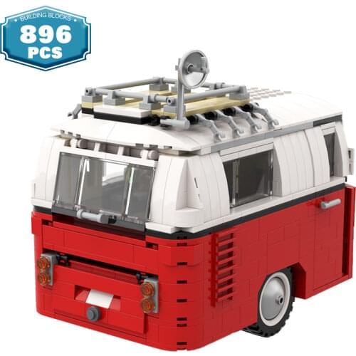 Moc Technical Car T1 Camper Car Front Van Bricks City Champion Speed Street View Picnic Car RV Building Blocks Toys for Boys