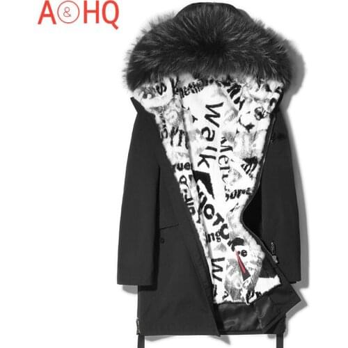 Winter Jacket Men Hooded Parka man jackets Real Wool Fur Coat 100% Raccoon Fur Collar Jackets Chaquetas Hombre LXR991