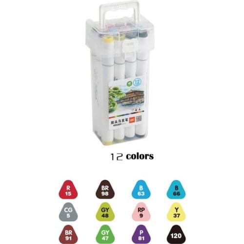 Children Hand Painted Double Head Marker Set 12 To 60 Colors Watercolor Pen Writing And Graffiti School Art Supplies Boxed