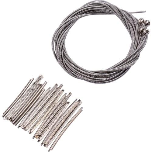 4pcs Electric Bass Strings with 21pcs 2.7mm Width Electric Bass Fret Wire Set for Electric Bass Guitar Parts