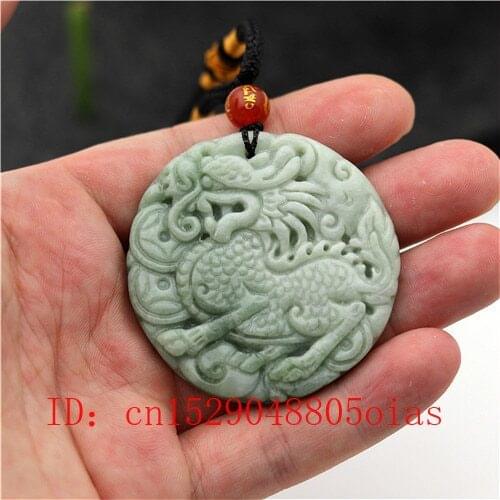 Natural White Green Chinese Jade Dragon Pendant Necklace Fashion Charm Jewellery Accessories Carved Amulet Gifts for Women Men