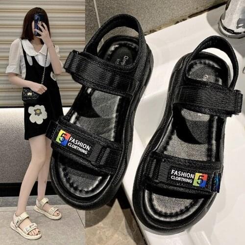 New fashion casual sports beach ladies sandals non-slip thick-soled Korean soft-soled Roman shoe-style large size sandals