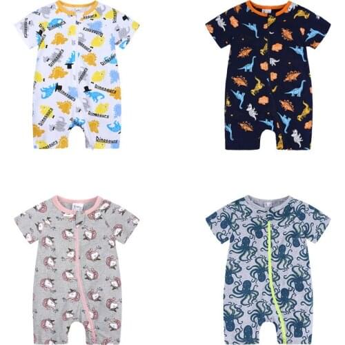 Dinosaur New Summer Short Sleeve Baby Boys Girls Romper Cotton Clothing Newborn Clothes Infant Jumpsuit Pajamas Outfits 2021