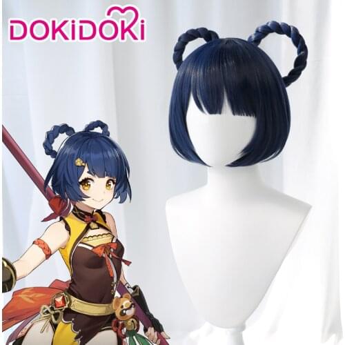 DokiDoki Game Genshin Impact Cosplay Halloween Xiangling Cosplay Wig Genshin Impact Xiang ling Cosplay Hair