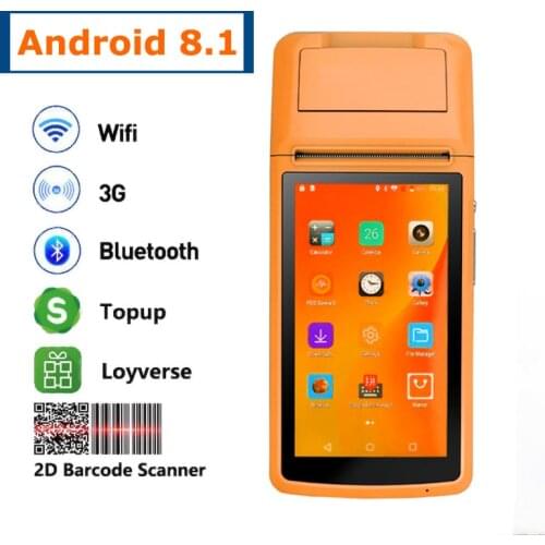 Loyverse POS Terminal PDA Android Handheld Restaurant Shop Cash Registers Wireless Bill Machine Thermal Printer Mobile 3G WIFI