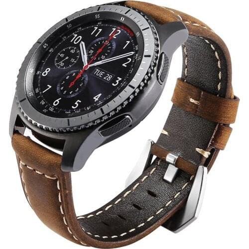 For Samsung Galaxy Watch 46mm Band 22mm Premium Vintage Crazy Horse Genuine Leather Strap for Samsung Gear S3 Frontier Classic