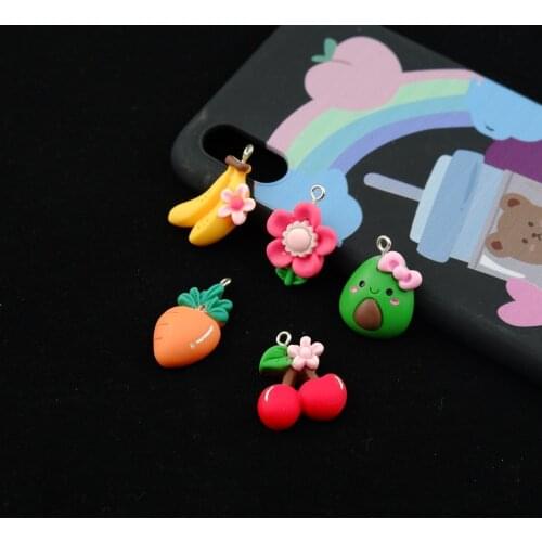 Cute Fruit Flower Charms For Bracelets Key Chain Earring Jewelry Making DIY Craft Pendants Handmade Dollhouse