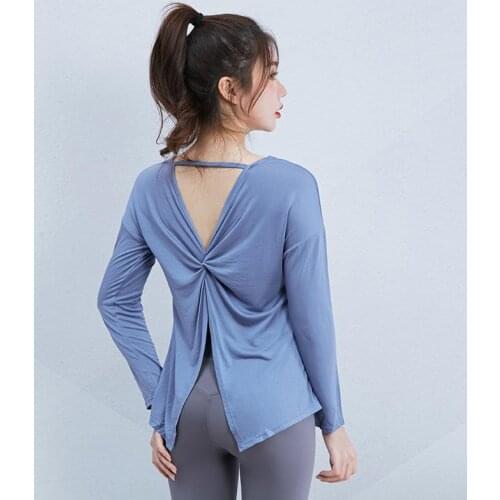 Sports Tops Women Wuick-drying Loose Breathable Back Hollowed out Sexy Training Fitness Clothes yoga Long Sleeve T Shirt