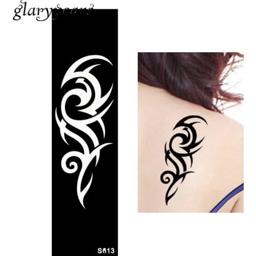 Hot 1 Piece Small Indian Henna Tattoo Stencil Women Shoulder Back Body Art Strip Totem Pattern Design Health Tattoo Stencil S613
