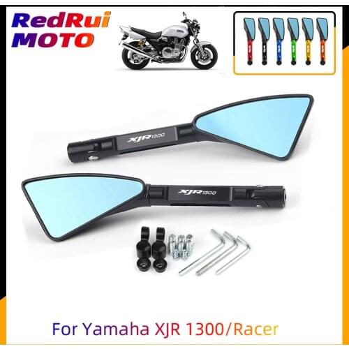 For Yamaha XJR 1300/Racer XJR1300 Universal Motorcycle Accessories CNC Aluminum Blue Lens Rear View Side Mirror Laser