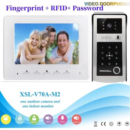 SmartYIBA Video Door Phone Doorbell Fingerprint Recognition RFID Password Unlock Video Intercom System IR Vision Camera Kits