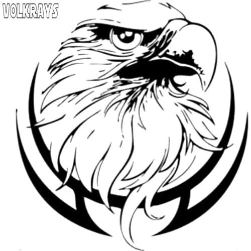 Volkrays Personality Car Sticker Wild Evil Eagles Birds Bardian Accessories Reflective Vinyl Decal Black/Silver,19cm*17cm
