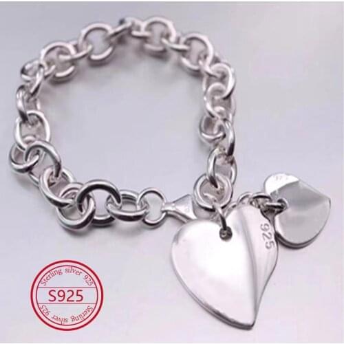 Tif 925 sterling silver classic style ladies high-end double love thick bracelet with original logo China factory