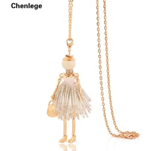 Womens figure shape tassel necklaces fashion gold-color long chain big necklace female choker bijoux tassel jewelry