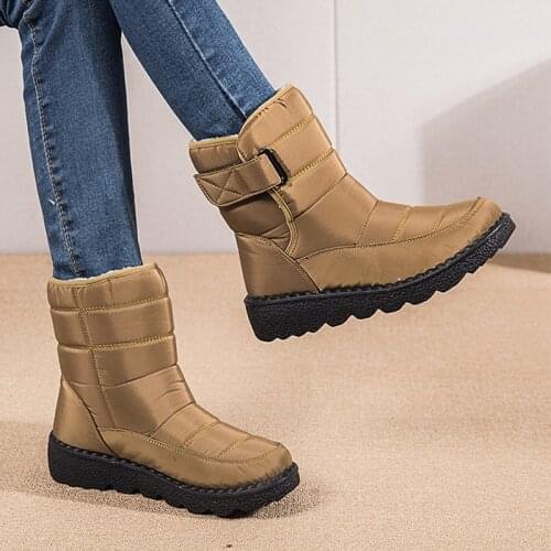 Winter Women Snow Boots Warm Plush Waterproof Non-slip Female Shoes Outdoor Platfrom Buckle Ankel Boots For Ladies Fashion 2021