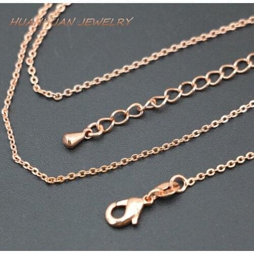 1mm Rose Gold-Color Link Round Copper Stainless Steel Chain Necklace For Women High Grade Chains Chokers Jewelry 20inch B3380