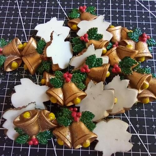 1pcs/lot resin flat back glitter Christmas bell 25mm Cabochons Hair Bow Center DIY Christmas decration