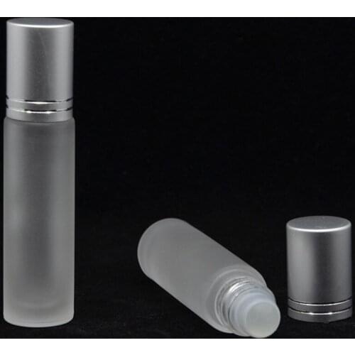 1000pcs 10ML Thick Glass Roll On Perfume Bottle Frosted Essential Oil Vials with Roller Ball and Silver Cap