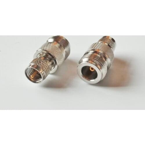 1X Pcs miniUHF To N Cable Connector Socket mini UHF MINIUHF Male To N Male Jack Brass Straight Coaxial RF Adapters