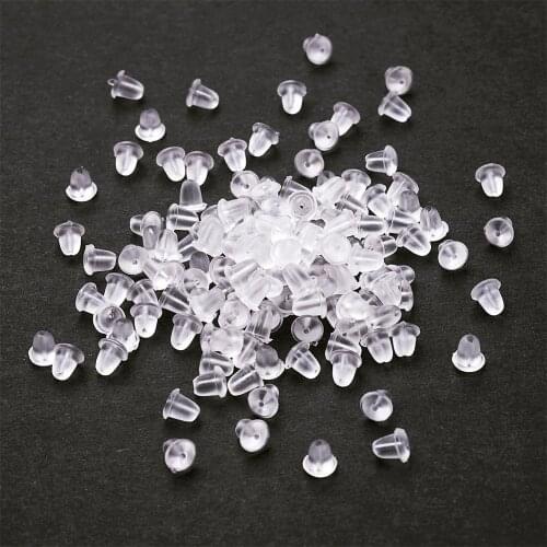 200pcs Clear Soft Plastic Earring Back Stopper Earnut Jewelry Accessories Making DIY Earrings for women, 4x4mm, Hole: 1mm F80