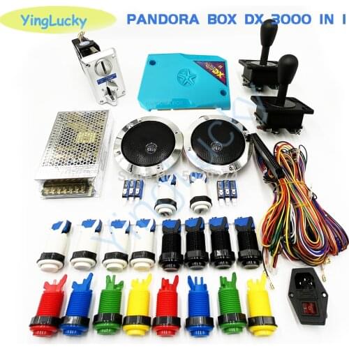 3D pandora box DX arcade kit with American joystick happ button jamma cable game arcade board built 3000