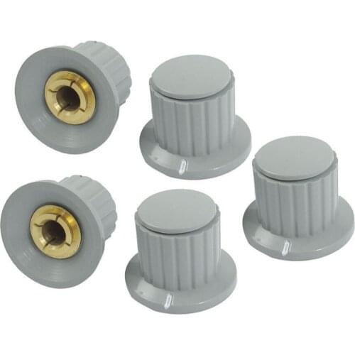 5 PCS/LOT 6mm Shaft Hole Dia Plastic Threaded Knurled Potentiometer Knobs Caps