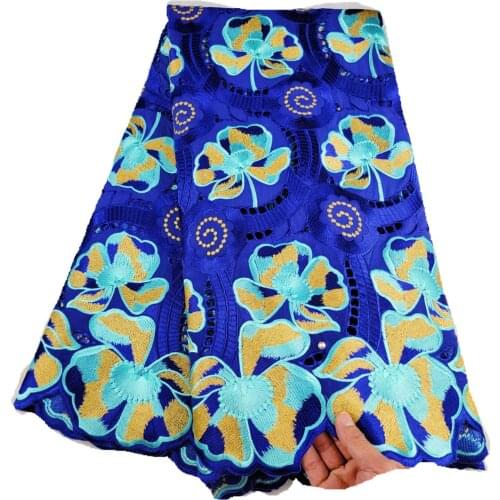 5Yards Swiss Voile Lace Fabric 2021 Latest Heavy Stones Embroidery African Wedding 100% Cotton Dubai Stylye Laces h18-62