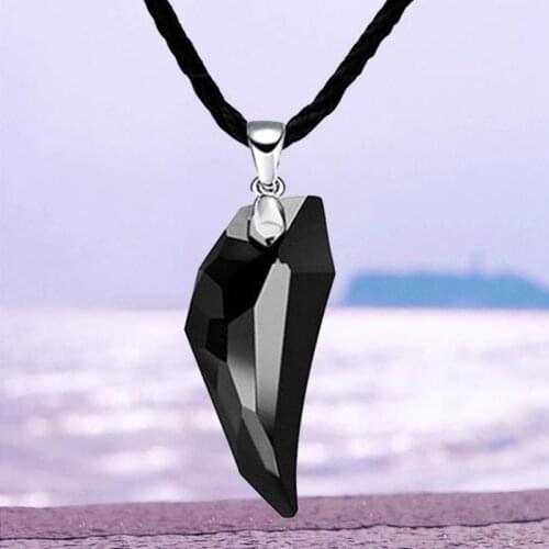 Austrian Crystal The Teeth Of The Wolf Pendant Chains Long Leather Men Jewelry Necklace Colours