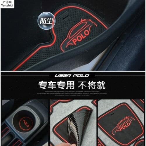 Free Shipping 9pcs/lot Car stickers Control table anti slip mat water cup mat door for 2011-2017 Volkswagen VW POLO