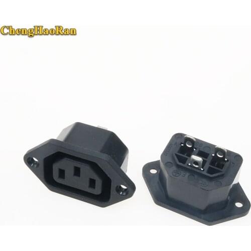 ChengHaoRan IEC 320 C14 Female AC Power Inlet Socket Jack Connector Receptacle AC 250V 10A For AMP Computer Panel Mounted Screw