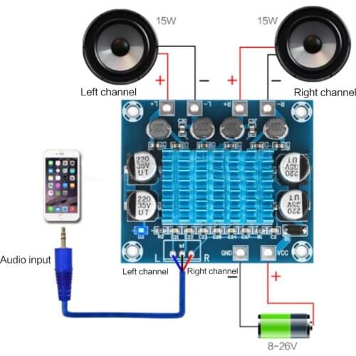 1PCS DC 8-26V 3A XH-A232 30W+30W 2.0 Channel Digital Stereo Audio Power Amplifier Board Computer Supply High Quality Practical