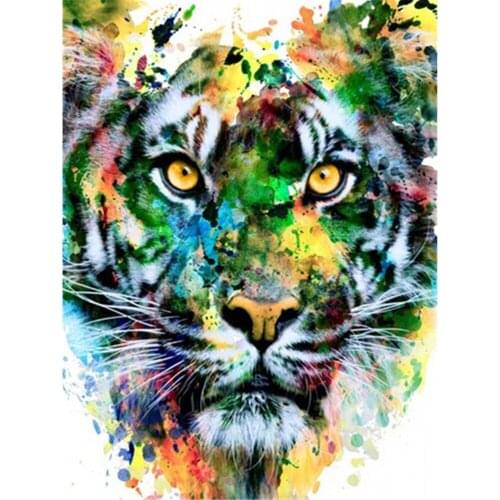 Colored Tiger DIY Cross Stitch 11CT Embroidery Kits Needlework Craft Set Cotton Thread Printed Canvas Home Dropshipping