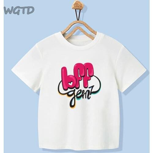 Kids Boys Girls T-shirt for Birthday BFF Print Best Friends Summer Children Clothing Funny T Shirt Tshirt Tees Tops Size 90-140
