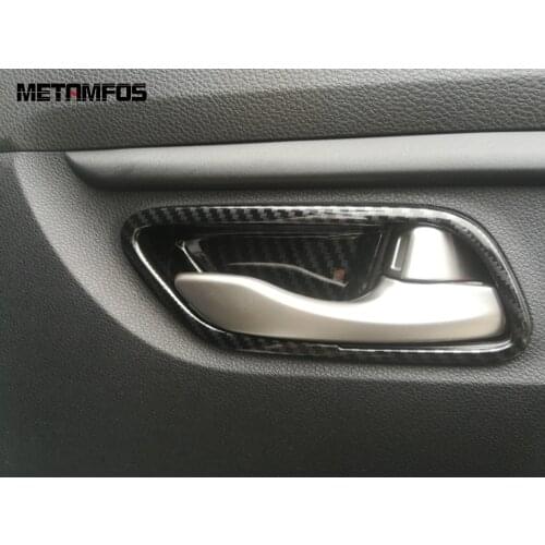 For Kia Rio 4 X-line 2018 2019 Carbon Fiber Inside Door Handle Bowl Cover Trim Decorative Frame Interior Accessories Car Styling