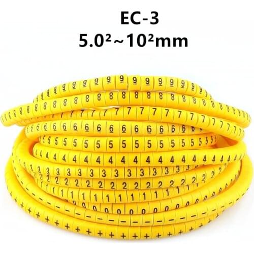 EC-3 Cable Markers Letter 0 to 9 + - X 600PCS (Each50pcs ) for wire diameter 5.0sq .mm~ 10 sq.mm Cable Wire Markers