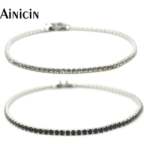 Allergy Free 304L Stainless Steel Sparkly Cubic Zircon Tennis Link Bracelets 2mm Wide Lovely Gift For Men and Women