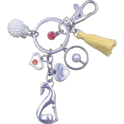 Greyhound Dog Animal New Cute Cheap Pendant Keychain Key Ring Pet Tassels Old-fashioned Bohemian Women Men Jewelry Gift K140