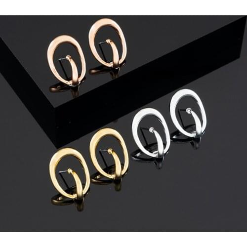 Latest design women men earring cool rock punk gold plating high smooth polish hoop earrings