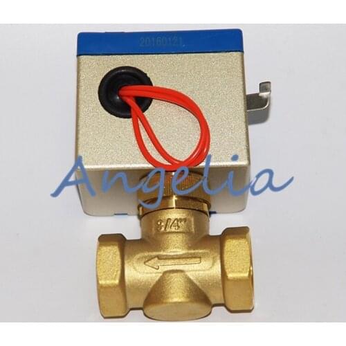 AC220V 3/4" BSP DN20 Brass 2 Way Motorized Valve Electrical Actuator Valve For Central Air-conditioning Fan