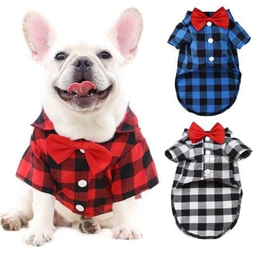 Fashion Pet Shirts Summer Classic Plaid Pet Dog Clothes for Small Dogs French Bulldog Puppy T-Shirt for Large Dogs Pets Clothing