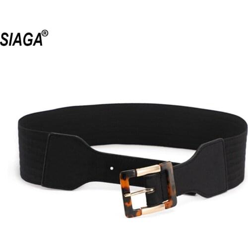 Fashion Quality PU Leather Black Elastic Cummerbunds Female Overcoat Wide Waist Down Jackets Belt for Women 2020 AK018