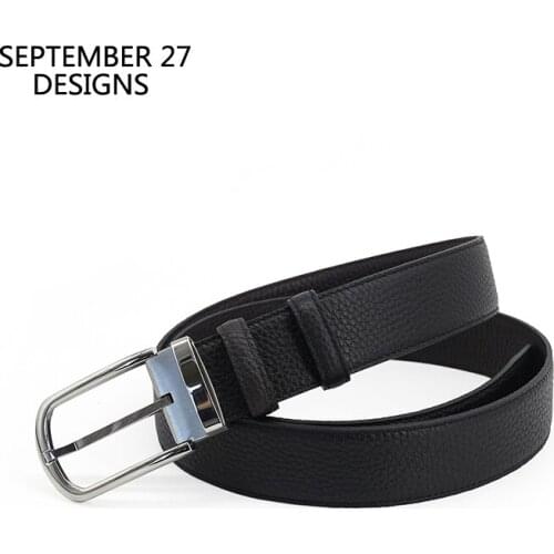 Mens Belts Genuine Leather Luxury High Quality Male Business Alloy Pin Buckle Belt Double-sided 100% Cowhide Strap Belt
