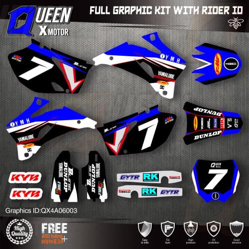 QUEEN X MOTOR Custom Team Graphics Backgrounds Decals 3M Stickers Kit For YAMAHA 2006-09 YZF250 450 003