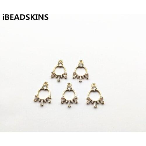 New arrival! 19x12mm 20pcs Zircon/Real gold plating Ring shape charm for Earrings Making Earrings parts hand Made Jewelry DIY